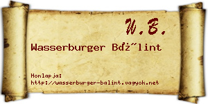 Wasserburger Bálint névjegykártya